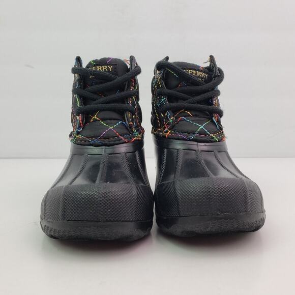 Sperry Port Rainbow Toddler Girls Size 8 Black Quilted Duck Rain Boots - Picture 6 of 10